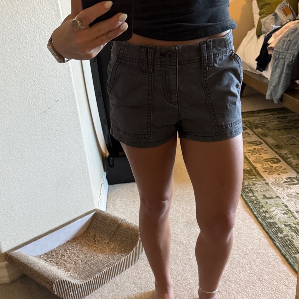 Hollister Women's Charcoal Cargo Shorts